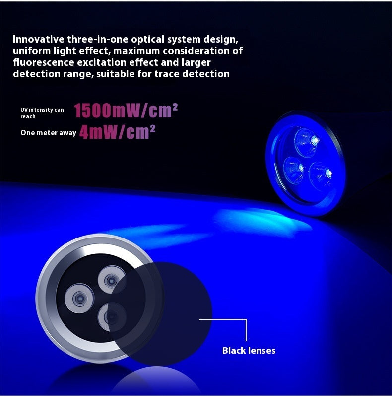 KFX-4489917 UV Flashlight for Detecting Pet Urine Stains and Insects, USB Rechargeable Aluminumn Alloy