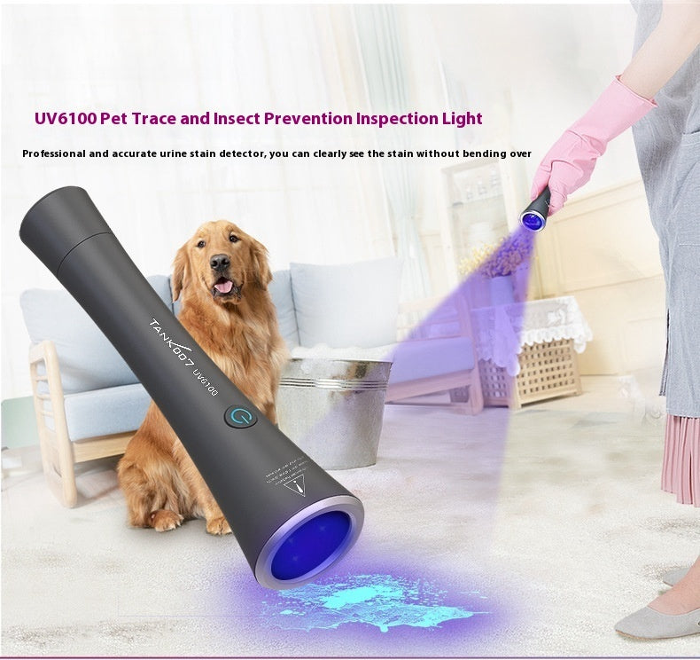 KFX-4489917 UV Flashlight for Detecting Pet Urine Stains and Insects, USB Rechargeable Aluminumn Alloy