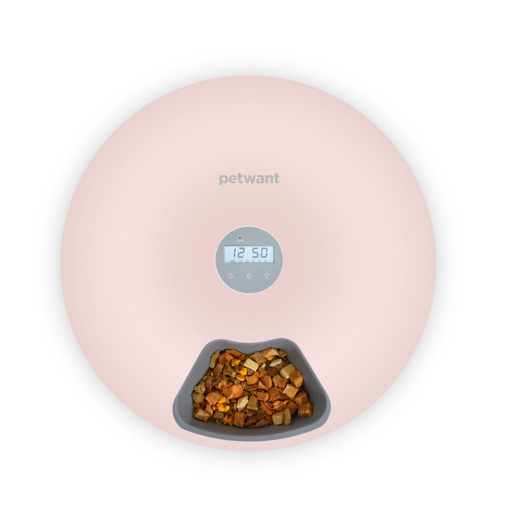 KFX-4490429 Automatic Six-Meal Pet Feeder for Cats and Dogs with USB Power Supply