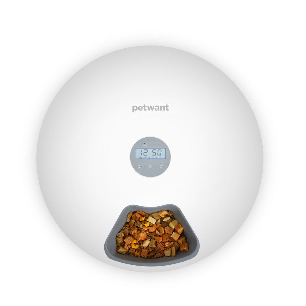KFX-4490429 Automatic Six-Meal Pet Feeder for Cats and Dogs with USB Power Supply