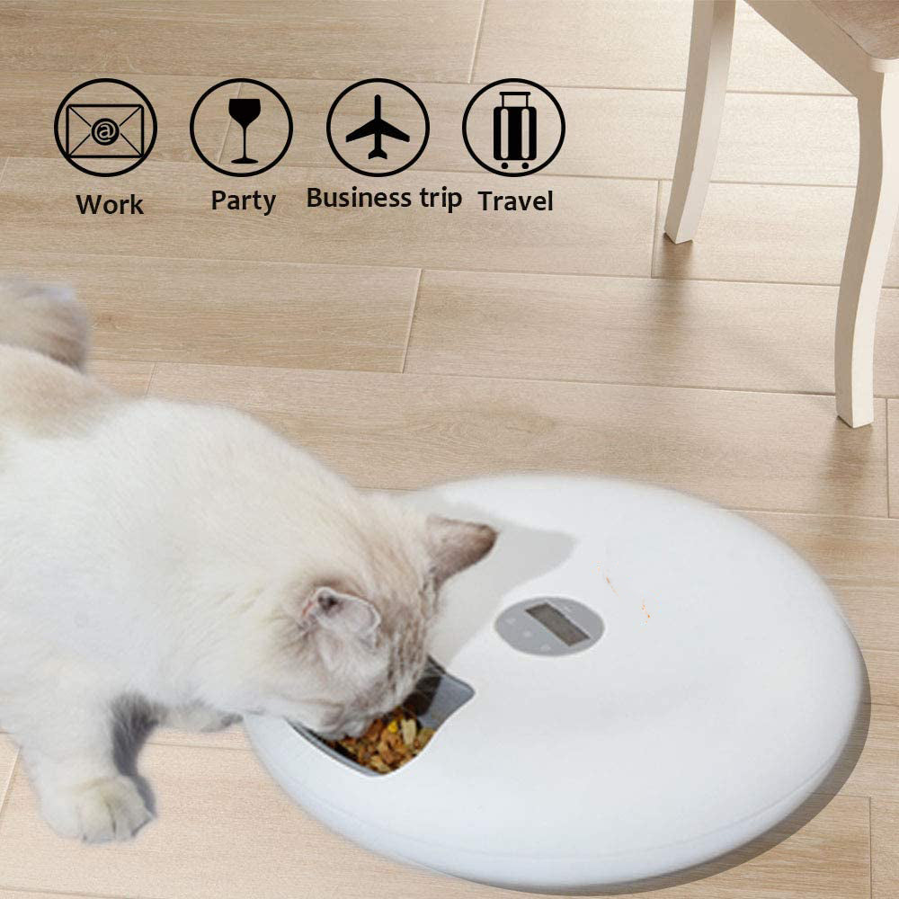 KFX-4490429 Automatic Six-Meal Pet Feeder for Cats and Dogs with USB Power Supply