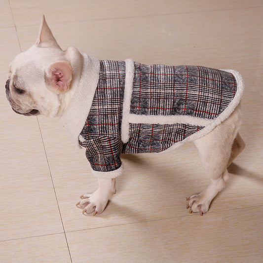 KFX-4490813 Plush Velvet Zipper Coat for Pets - Casual Jacket in Multiple Sizes