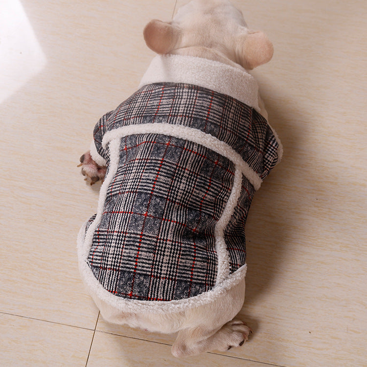 KFX-4490813 Plush Velvet Zipper Coat for Pets - Casual Jacket in Multiple Sizes