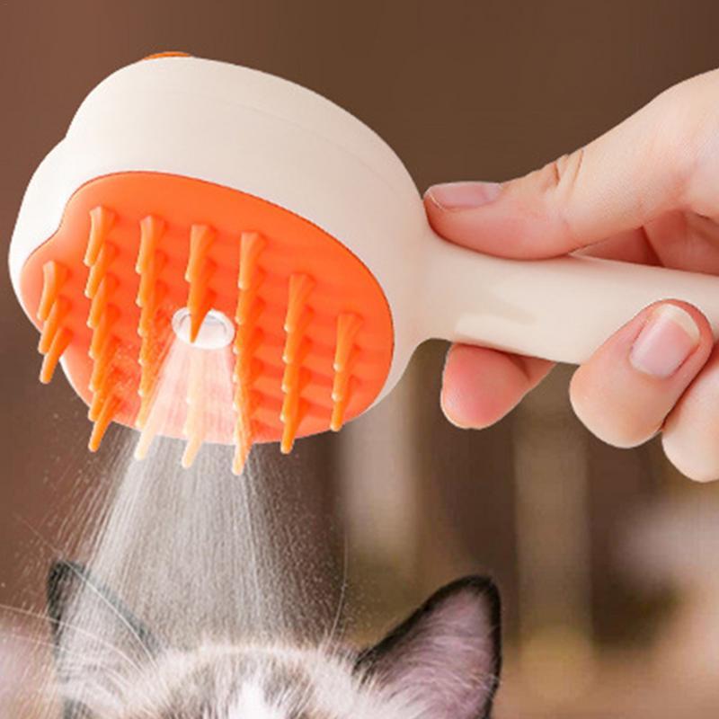 KFX-4491709 Gentle Electric Steam Brush for Cats and Dogs – Pet Grooming Tool with Massage and Shedding Features