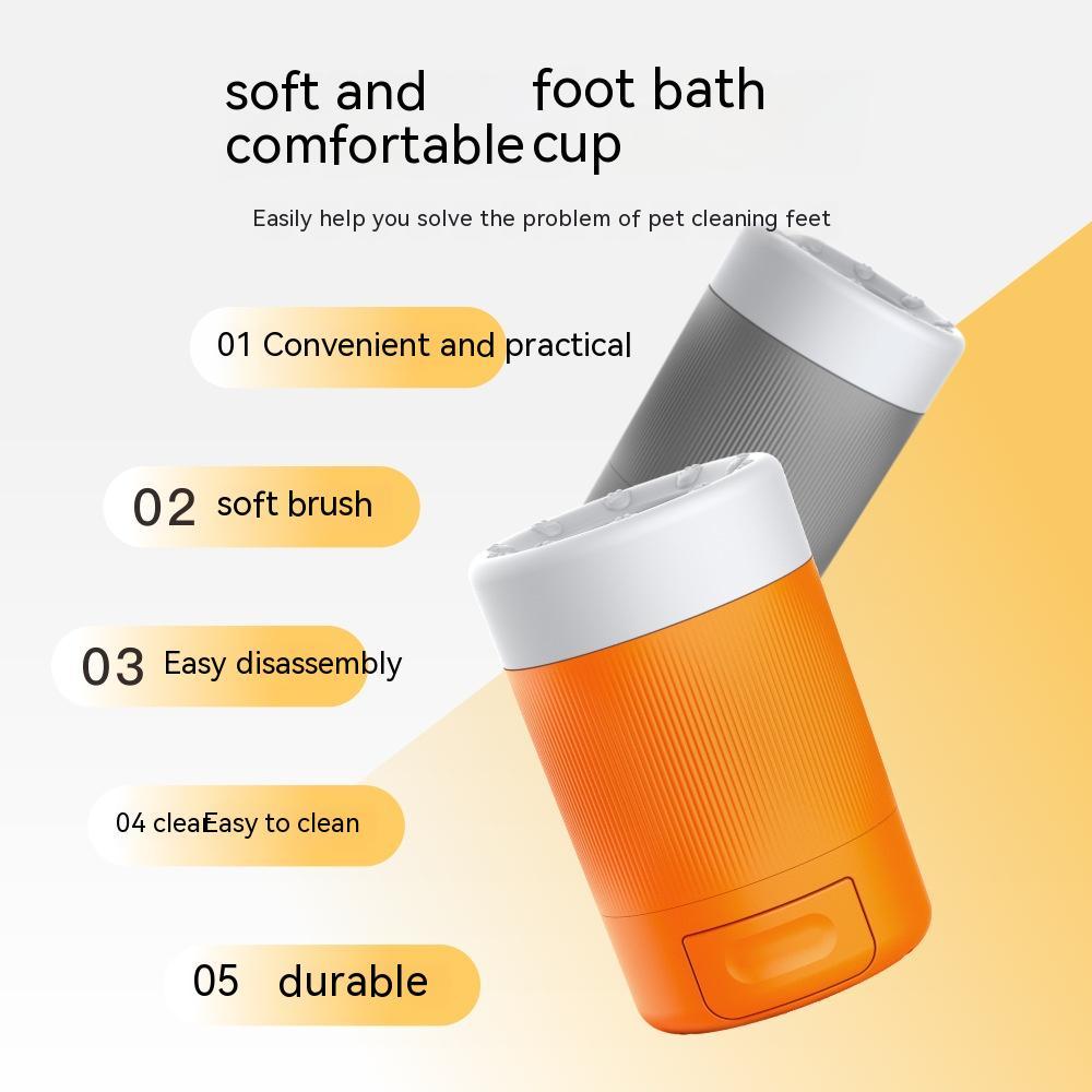 KFX-4492093 Pet Semi-Automatic Foot Washing Cup for Dogs - Gray and Orange, Durable ABS Material
