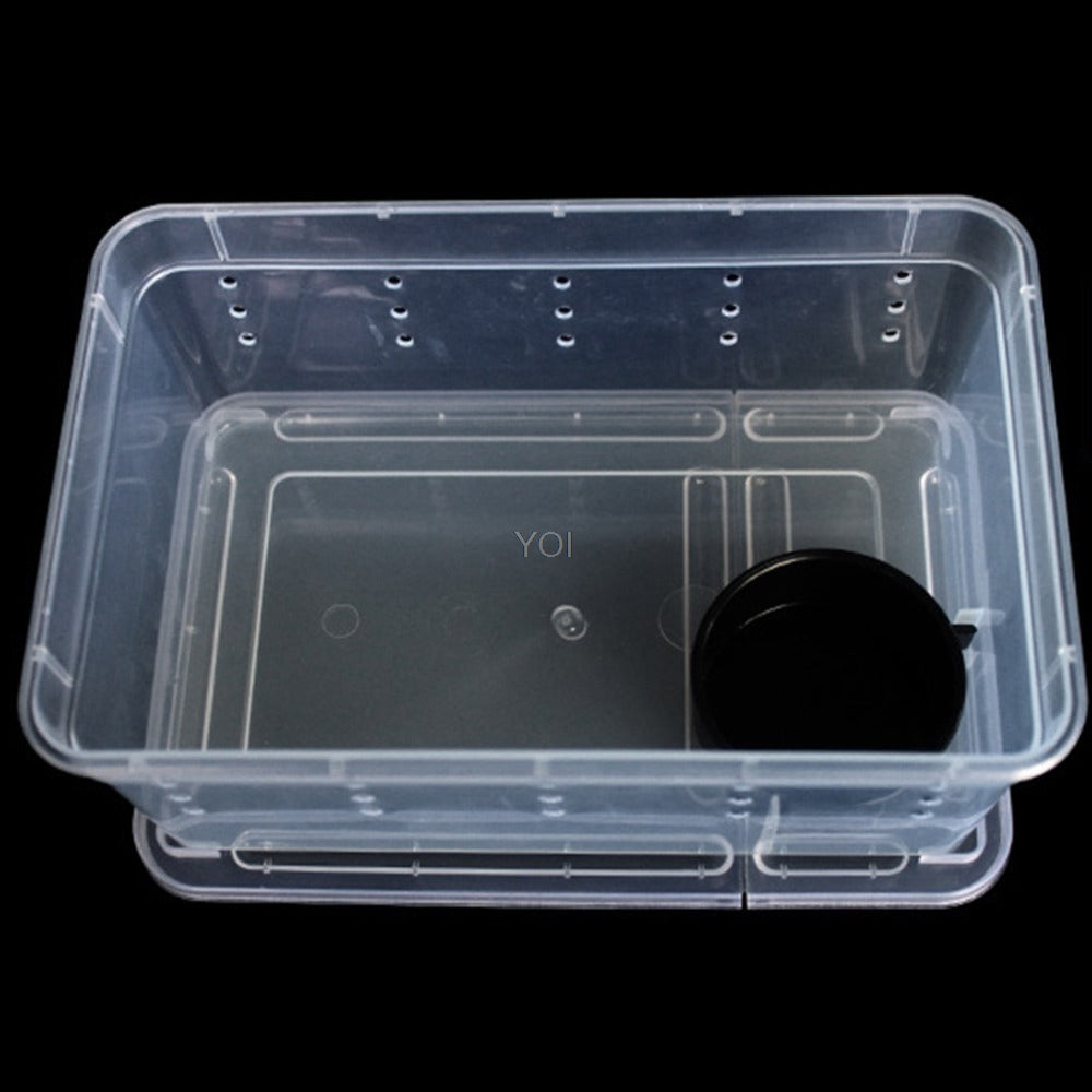KFX-4493501 Transparent Plastic Reptile Feeding Box for Transporting and Raising Amphibians