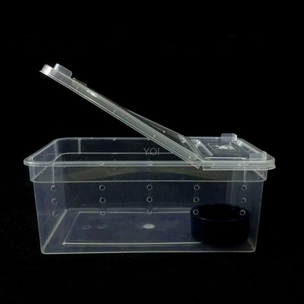 KFX-4493501 Transparent Plastic Reptile Feeding Box for Transporting and Raising Amphibians