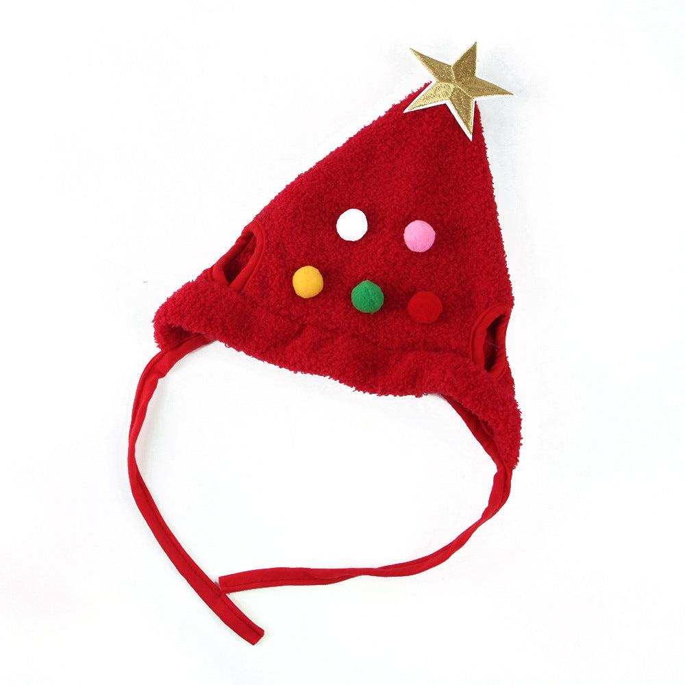 KFX-4494397 Christmas Tree Shaped Pet Hat - Fluff & Fur Ball Design for Spring and Autumn