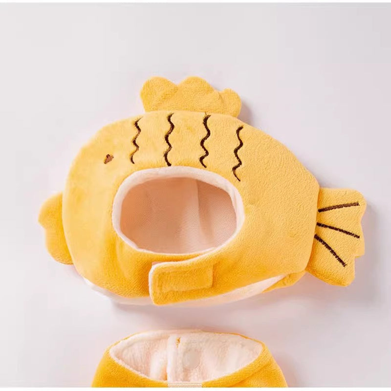 KFX-4494781 Onsen Fish Costume for Pets - Yellow Hat and Vest for Cozy Fun