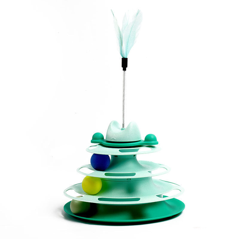 KFX-4495037 Interactive Cat Toys Space Tower Play Board with Funny Cat Stick and Feather Options
