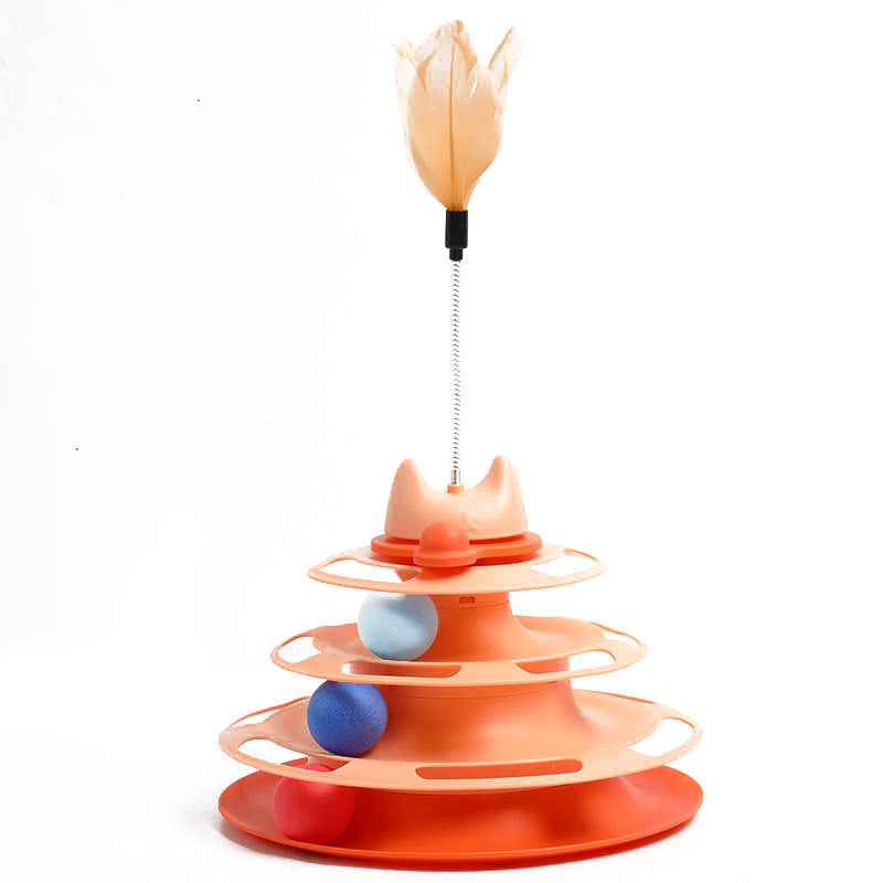 KFX-4495037 Interactive Cat Toys Space Tower Play Board with Funny Cat Stick and Feather Options
