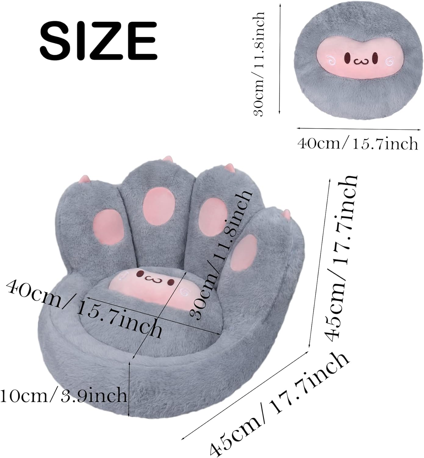 KFX-4497469 Cat Paw Shape Floor Cushion with Detachable Sheep Plush for Gaming Chair and Relaxation in Home or Office