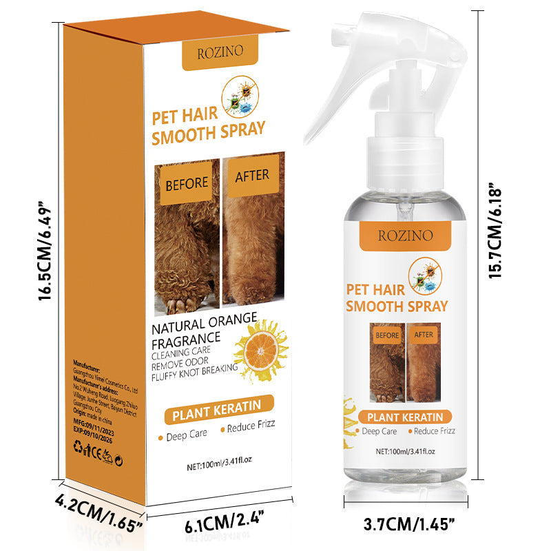 KFX-4497853 Anti-Static Pet Cleaning Spray for Hair Care and Odor Removal - 100ml