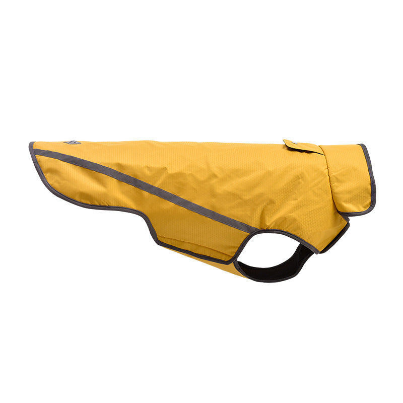 KFX-4498365 Water-Repellent Dog Raincoat in Purple, Black, and Yellow – Sizes S to 3XL