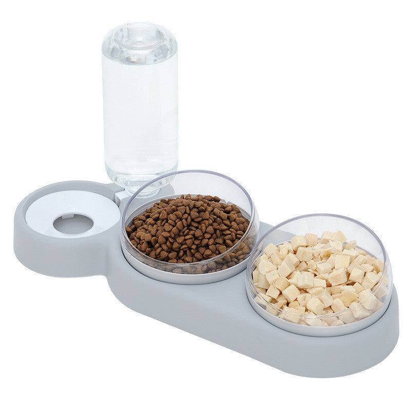 KFX-4500157 Automatic Pet Feeder with Water Fountain for Cats and Dogs - Double Food and Water Bowl with Raised Stand