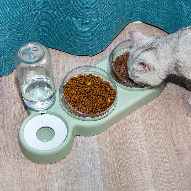 KFX-4500157 Automatic Pet Feeder with Water Fountain for Cats and Dogs - Double Food and Water Bowl with Raised Stand