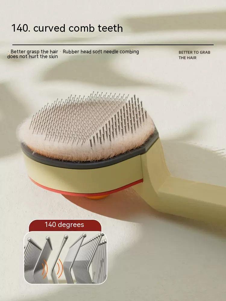 KFX-4501565 Cat Grooming Bristle Comb with Steel Needle Pairs – 19*8*5cm, Plastic and Metal Construction