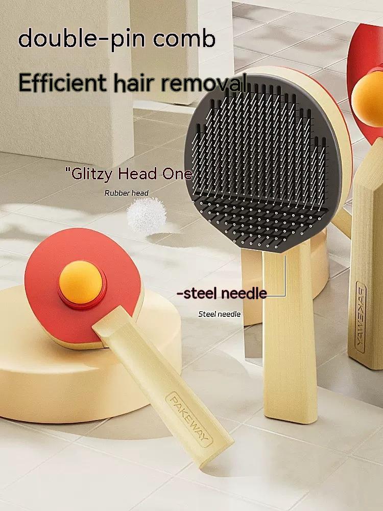 KFX-4501565 Cat Grooming Bristle Comb with Steel Needle Pairs – 19*8*5cm, Plastic and Metal Construction