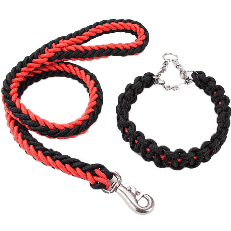 KFX-4505533 Heavy-Duty Nylon Braided Dog Collar and Leash Set for Small, Medium, and Large Dogs