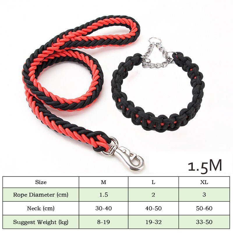 KFX-4505533 Heavy-Duty Nylon Braided Dog Collar and Leash Set for Small, Medium, and Large Dogs