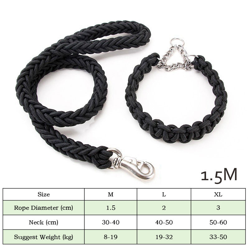 KFX-4505533 Heavy-Duty Nylon Braided Dog Collar and Leash Set for Small, Medium, and Large Dogs