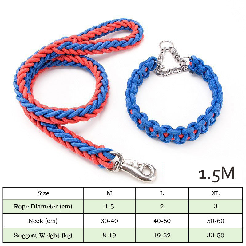 KFX-4505533 Heavy-Duty Nylon Braided Dog Collar and Leash Set for Small, Medium, and Large Dogs