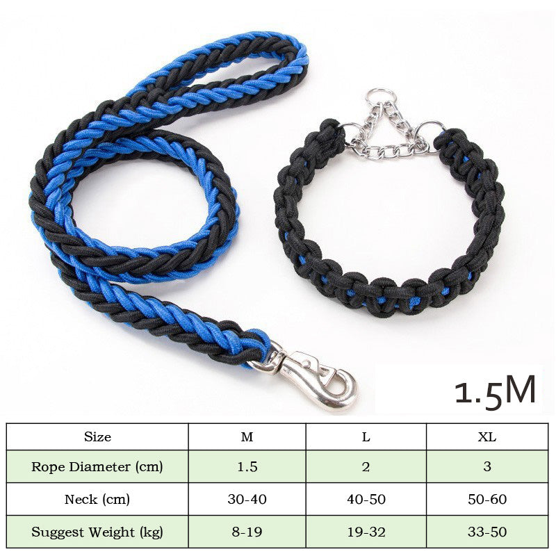 KFX-4505533 Heavy-Duty Nylon Braided Dog Collar and Leash Set for Small, Medium, and Large Dogs