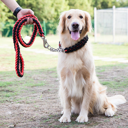 KFX-4505533 Heavy-Duty Nylon Braided Dog Collar and Leash Set for Small, Medium, and Large Dogs