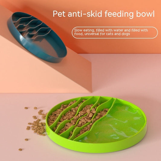 KFX-4505917 Non-Slip Silicone Lick Plate for Cats and Dogs, Dark Blue and Fruit Green, 19cm Diameter