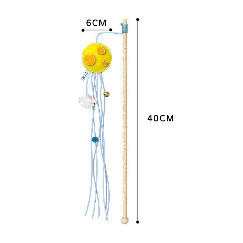KFX-4506557 Cosmic Themed Telescopic Cat Stick Toy with Catnip and Felt Elements