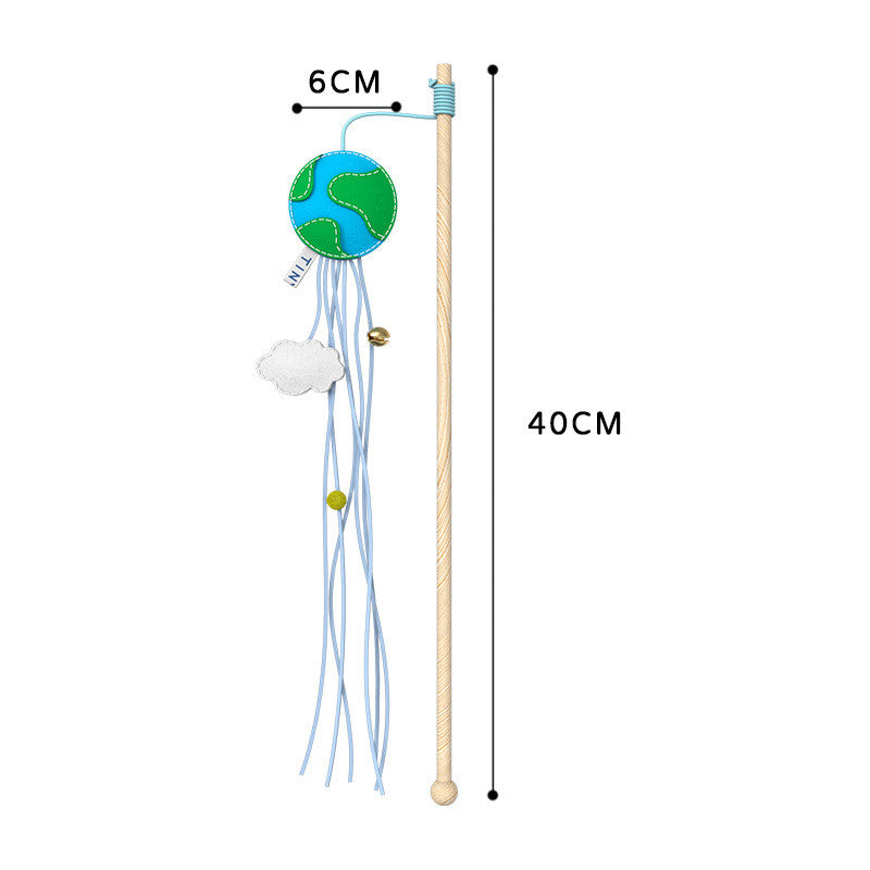 KFX-4506557 Cosmic Themed Telescopic Cat Stick Toy with Catnip and Felt Elements