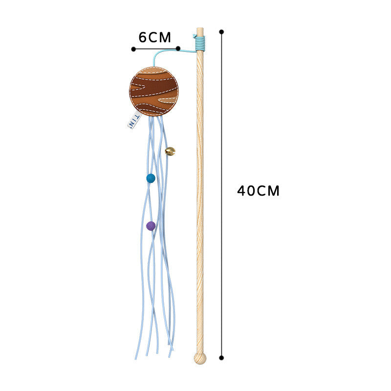 KFX-4506557 Cosmic Themed Telescopic Cat Stick Toy with Catnip and Felt Elements