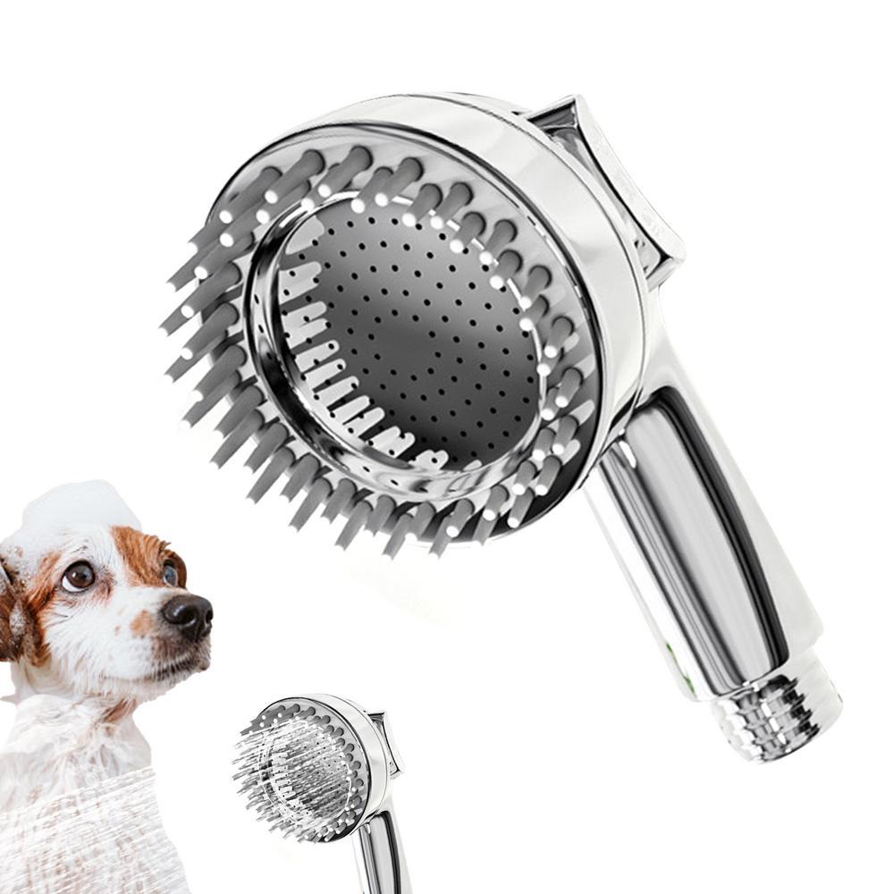 KFX-4508989 2-in-1 Dog Shower Hose Attachment with Soft Silicone Comb and Ergonomic Grip
