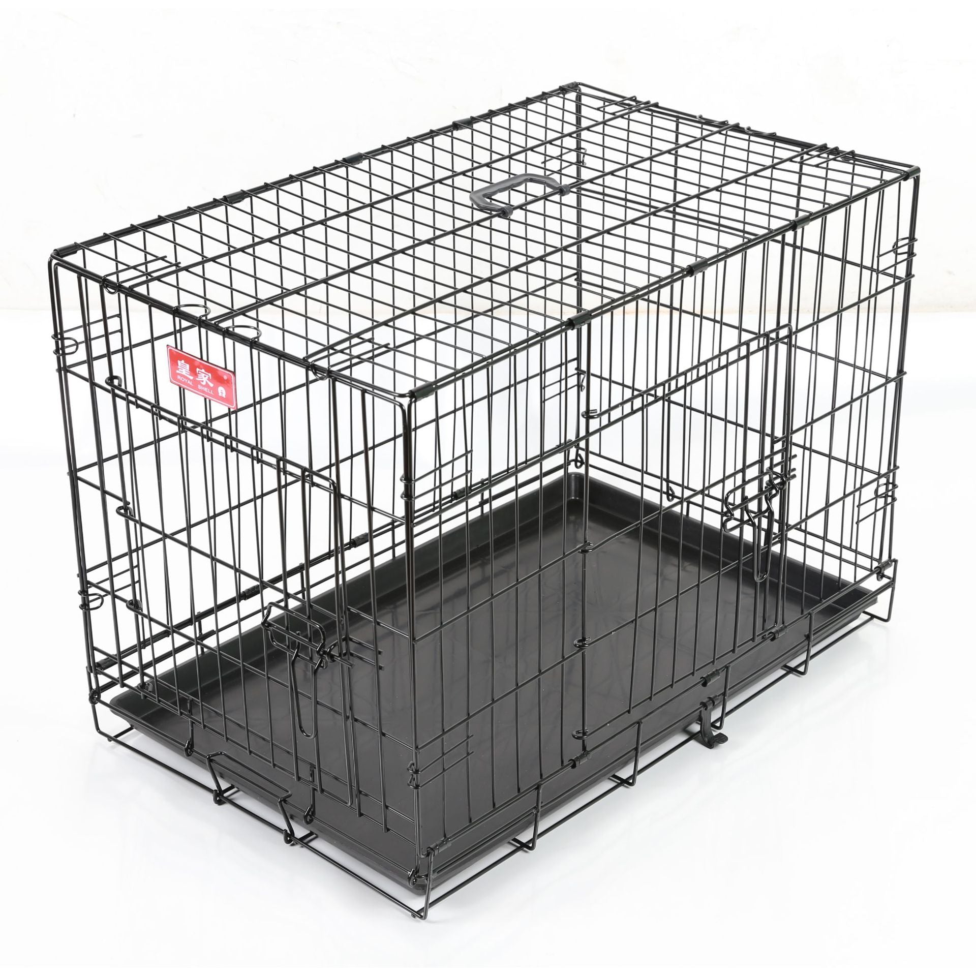 KFX-4509373 Folding Wire Cage for Large Pets - High Gloss Black, 18 Inches (49*28*34cm)