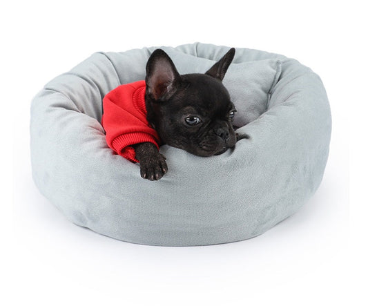 KFX-4511549 Cozy Round Pet Nest Bed with Super Soft Flannel and Rabbit Fleece for Cats and Dogs