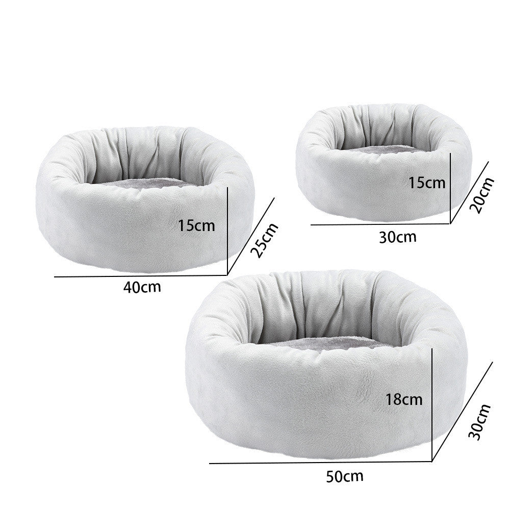 KFX-4511549 Cozy Round Pet Nest Bed with Super Soft Flannel and Rabbit Fleece for Cats and Dogs