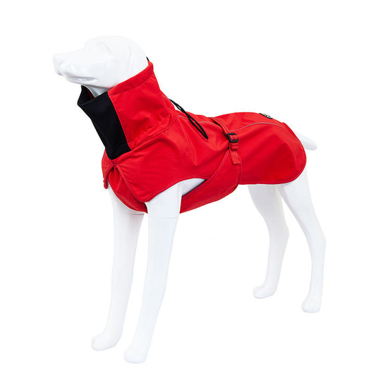 KFX-4513853 Large Dog Raincoat Vest - Waterproof Cloth Apparel for Dogs in Black, Navy Blue, Red, and Pattern Options, Sizes XS to XXL