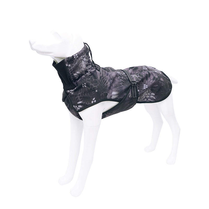 KFX-4513853 Large Dog Raincoat Vest - Waterproof Cloth Apparel for Dogs in Black, Navy Blue, Red, and Pattern Options, Sizes XS to XXL