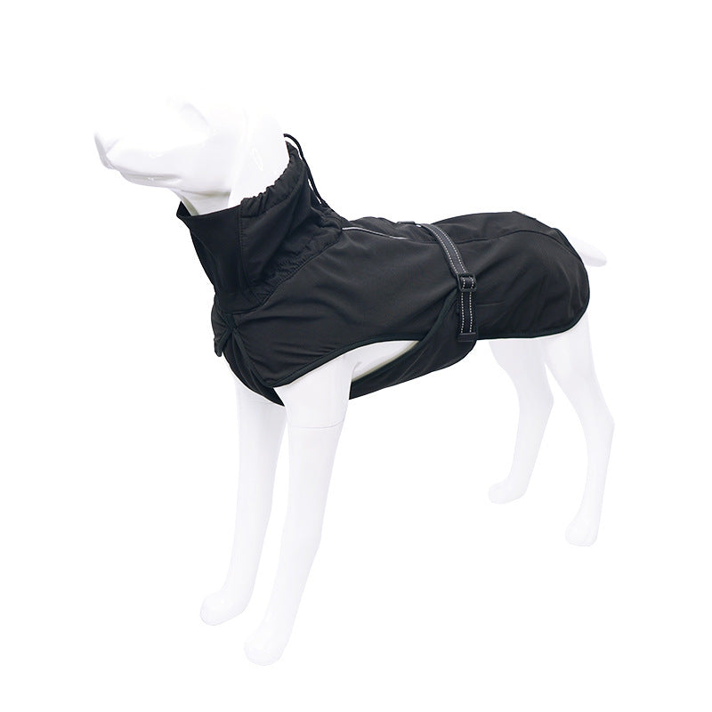 KFX-4513853 Large Dog Raincoat Vest - Waterproof Cloth Apparel for Dogs in Black, Navy Blue, Red, and Pattern Options, Sizes XS to XXL