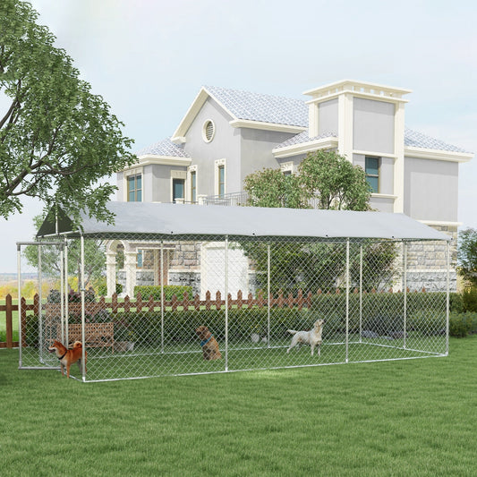 KFX-4515133 Large Outdoor Dog Kennel with Waterproof UV-Resistant Roof - 19.7' x 7.5' x 7.5'
