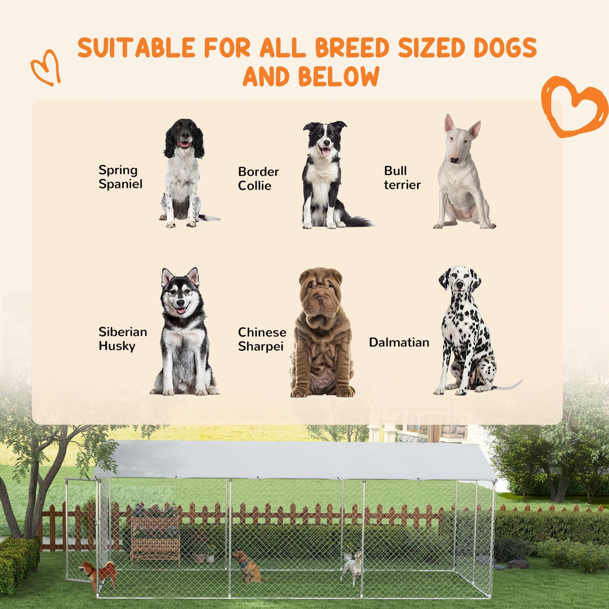 KFX-4515133 Large Outdoor Dog Kennel with Waterproof UV-Resistant Roof - 19.7' x 7.5' x 7.5'