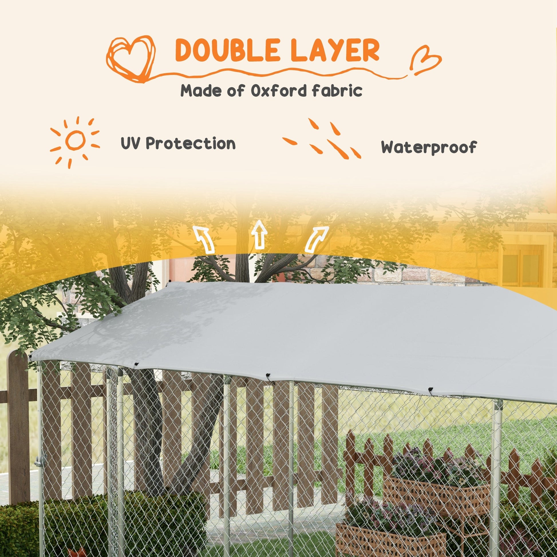 KFX-4515133 Large Outdoor Dog Kennel with Waterproof UV-Resistant Roof - 19.7' x 7.5' x 7.5'