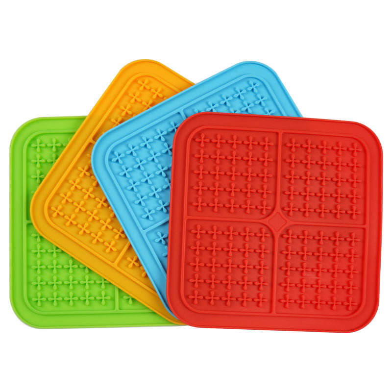 KFX-4515261 Silicone Pet Licking and Slow Feeding Pad - Dog Bone & Cross Designs, Multiple Colors