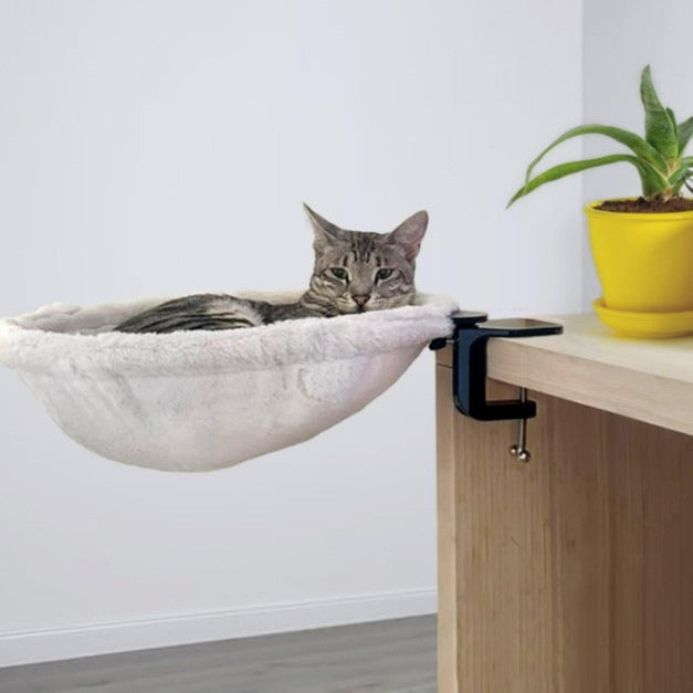 KFX-4515517 Adjustable Ergonomic Cat Hammock Bed - 42.5cm Diameter - White Plastic
