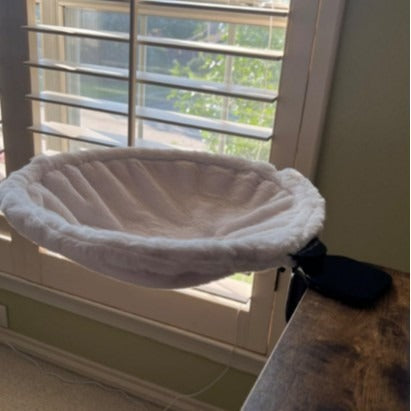 KFX-4515517 Adjustable Ergonomic Cat Hammock Bed - 42.5cm Diameter - White Plastic