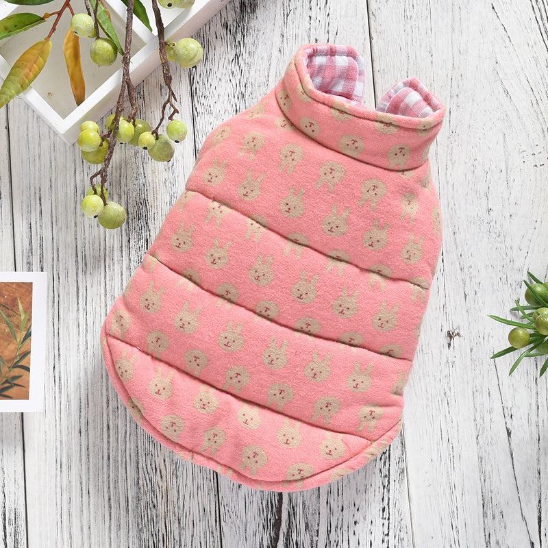 KFX-4515901 Reversible Warm Cotton Dog Vest in Yellow, Blue, and Pink