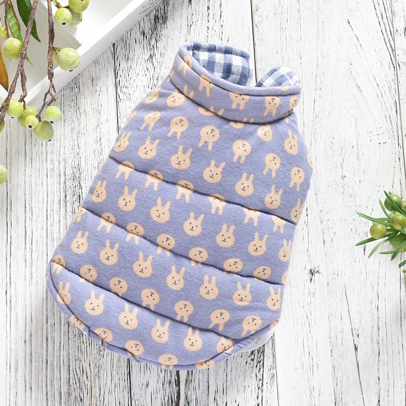 KFX-4515901 Reversible Warm Cotton Dog Vest in Yellow, Blue, and Pink