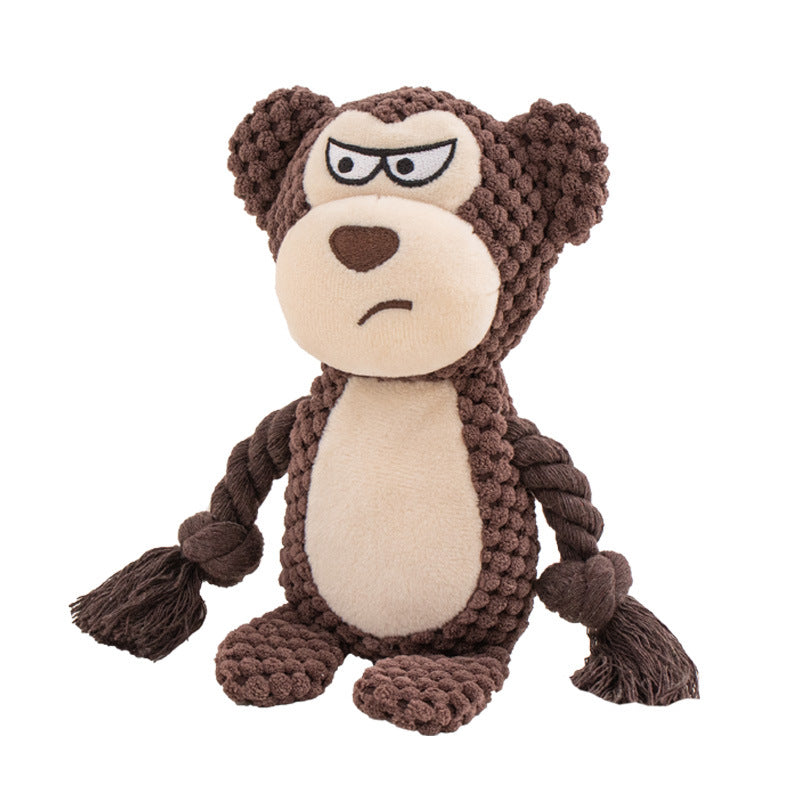 KFX-4518077 Interactive Plush Hippo Dog Toy with Sound and Rope for Tug of War Training
