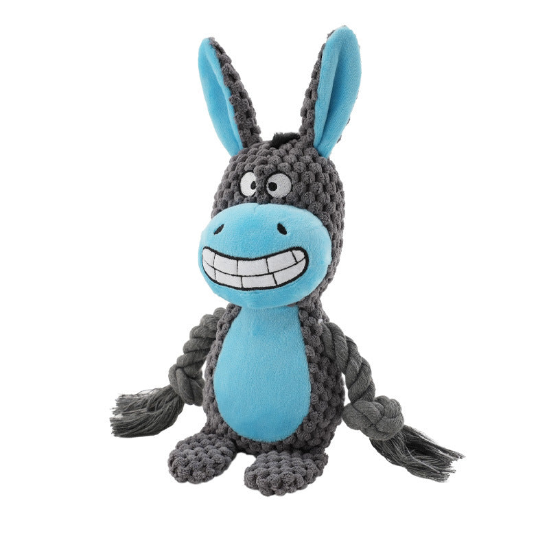 KFX-4518077 Interactive Plush Hippo Dog Toy with Sound and Rope for Tug of War Training