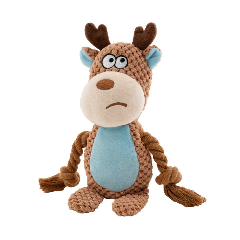 KFX-4518077 Interactive Plush Hippo Dog Toy with Sound and Rope for Tug of War Training